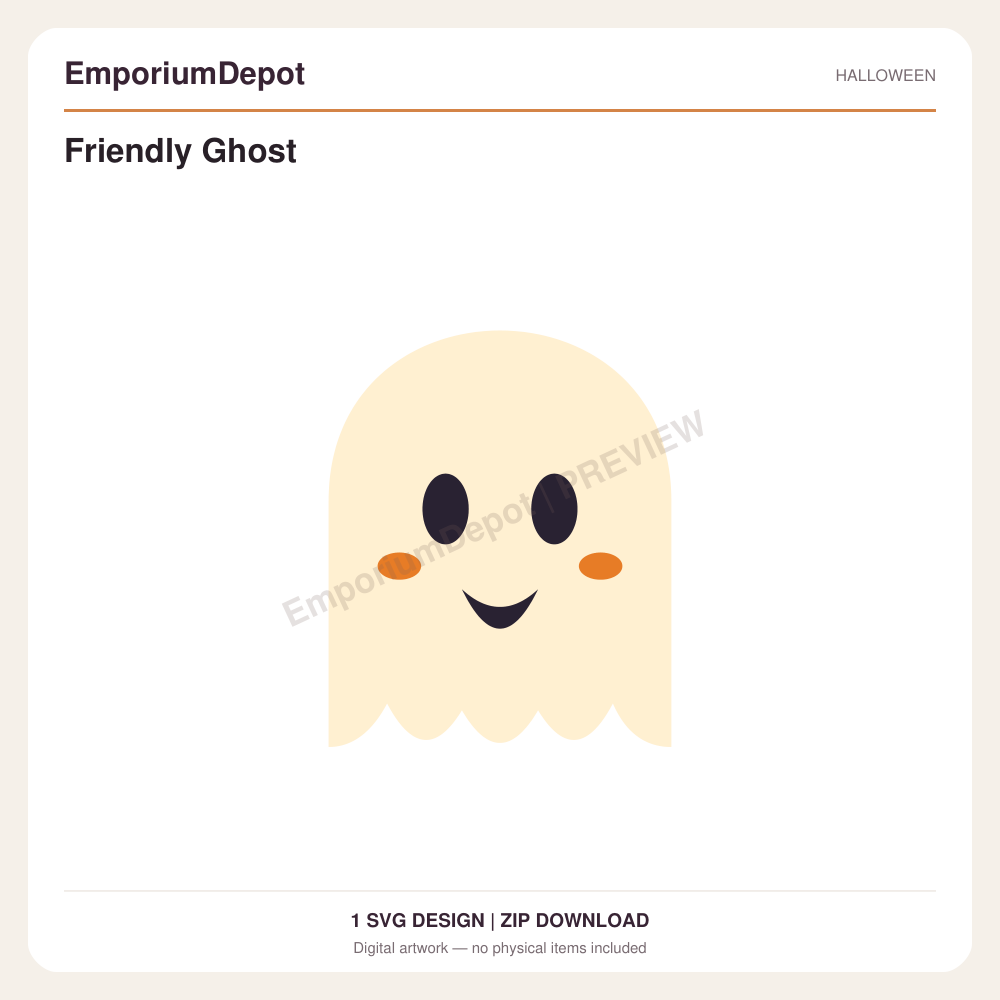 Friendly Ghost — preview of 1 SVG design. Digital download; no physical item.