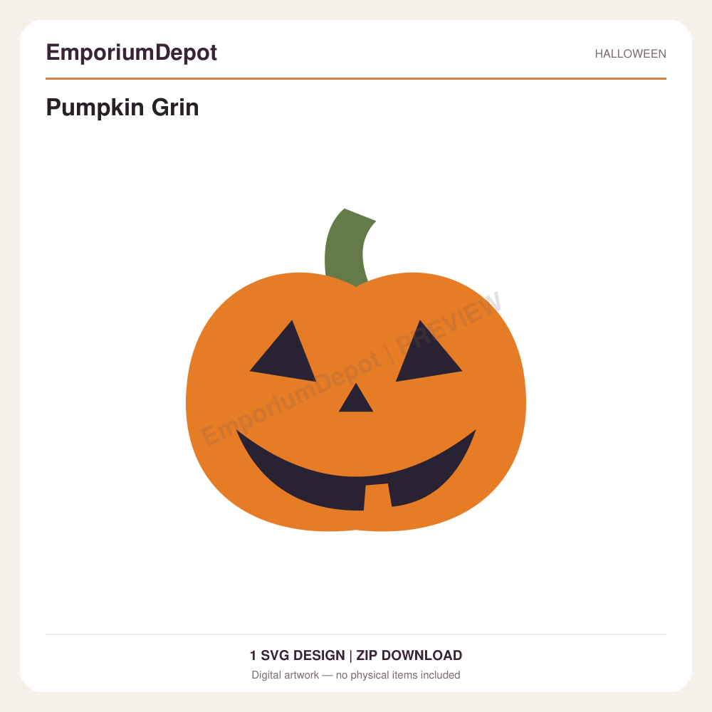 Pumpkin Grin — preview of 1 SVG design. Digital download; no physical item.
