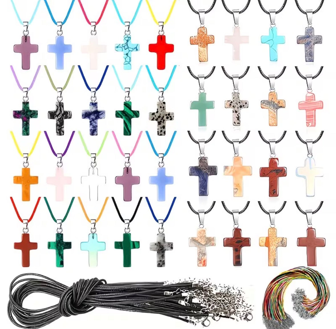 Natural Stone Cross Pendant Collection