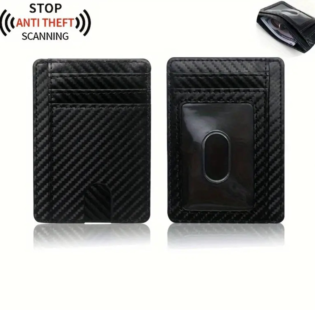1 pc Blue Simple RFID Blocking Card Holder Portable Pu Leather Card Holder RFID Theft Protection Perfect Gift