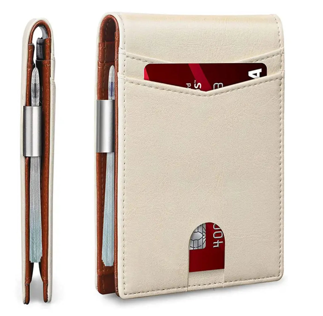 Slim Leather wallet With Money Clip & RFID blocking