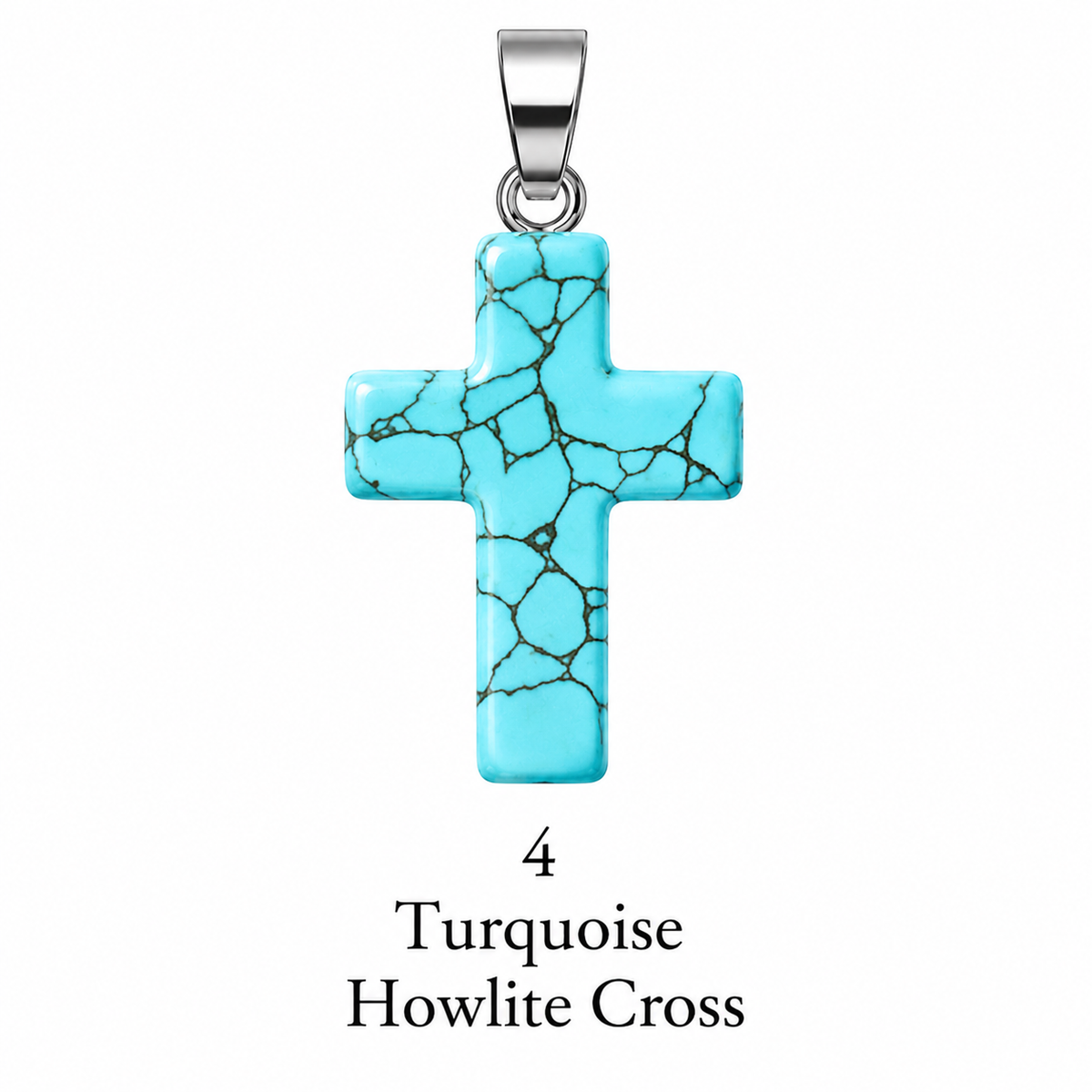 Natural Stone Cross Gemstone Pendant Necklace