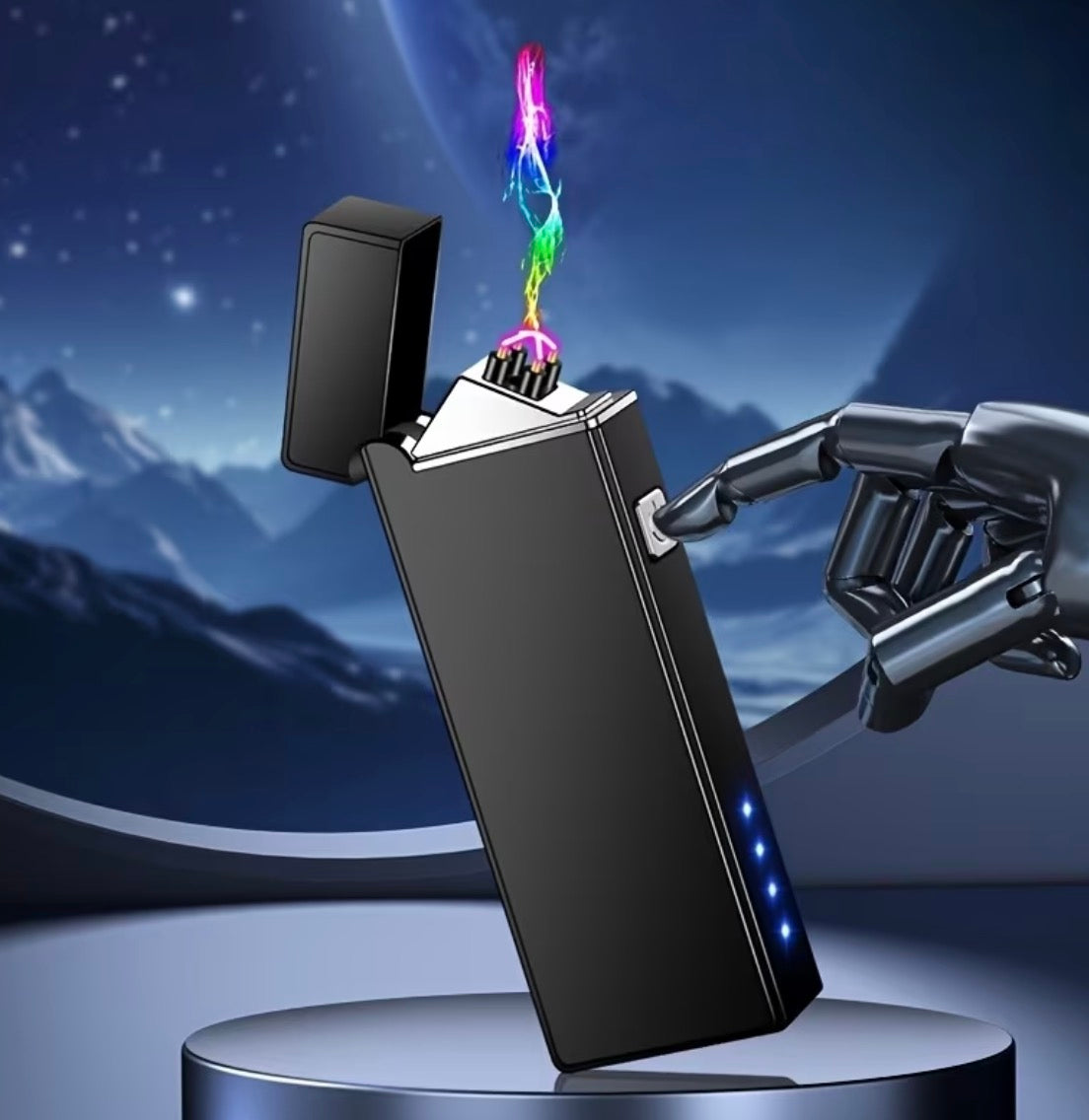 Promotional illustration of black lighter with side ignition button