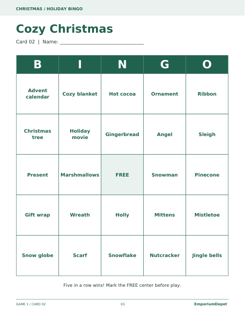 Christmas Bingo — actual source preview