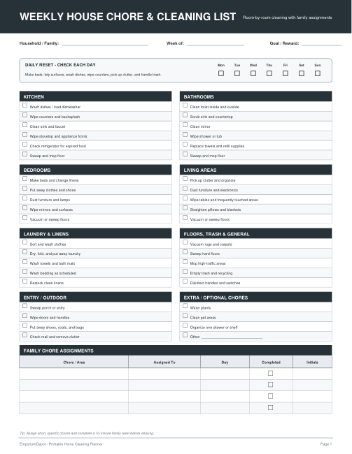 House Cleaning Checklist Bundle — actual source preview