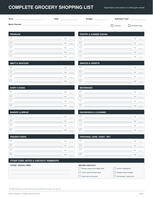 Grocery Shopping Checklist Bundle — actual source preview