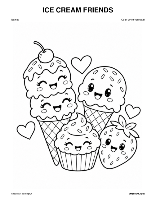 Ice Cream Friends Coloring Sheet — actual source preview