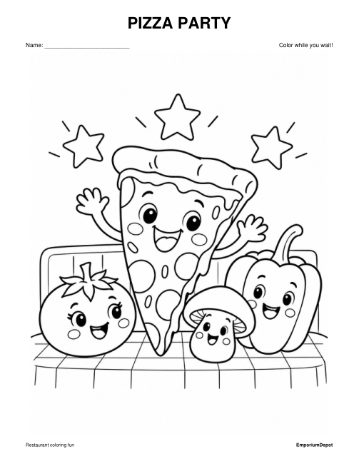 Pizza Party Coloring Sheet — actual source preview
