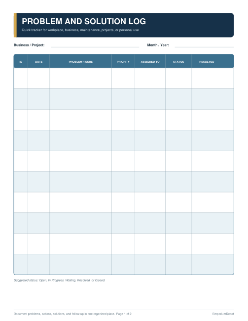 Problem & Solution Log — actual source preview