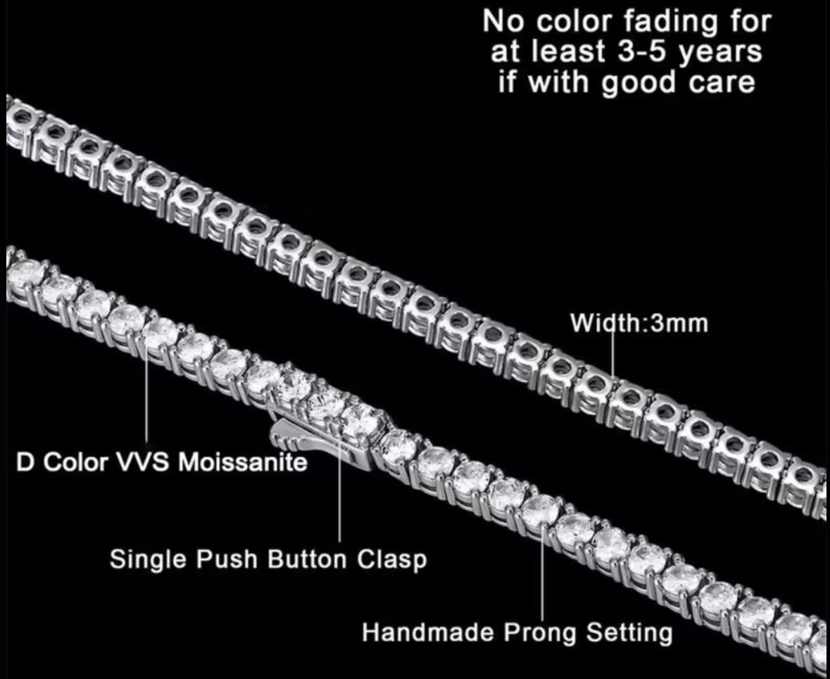 Supplier detail image showing 3 mm necklace width, settings and clasp